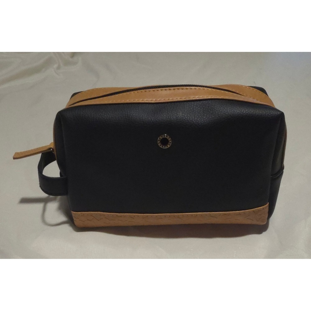 Bvlgari Parfums Emirates Exclusive Toiletry Dopp Kit Bag Black Tan Travel Case